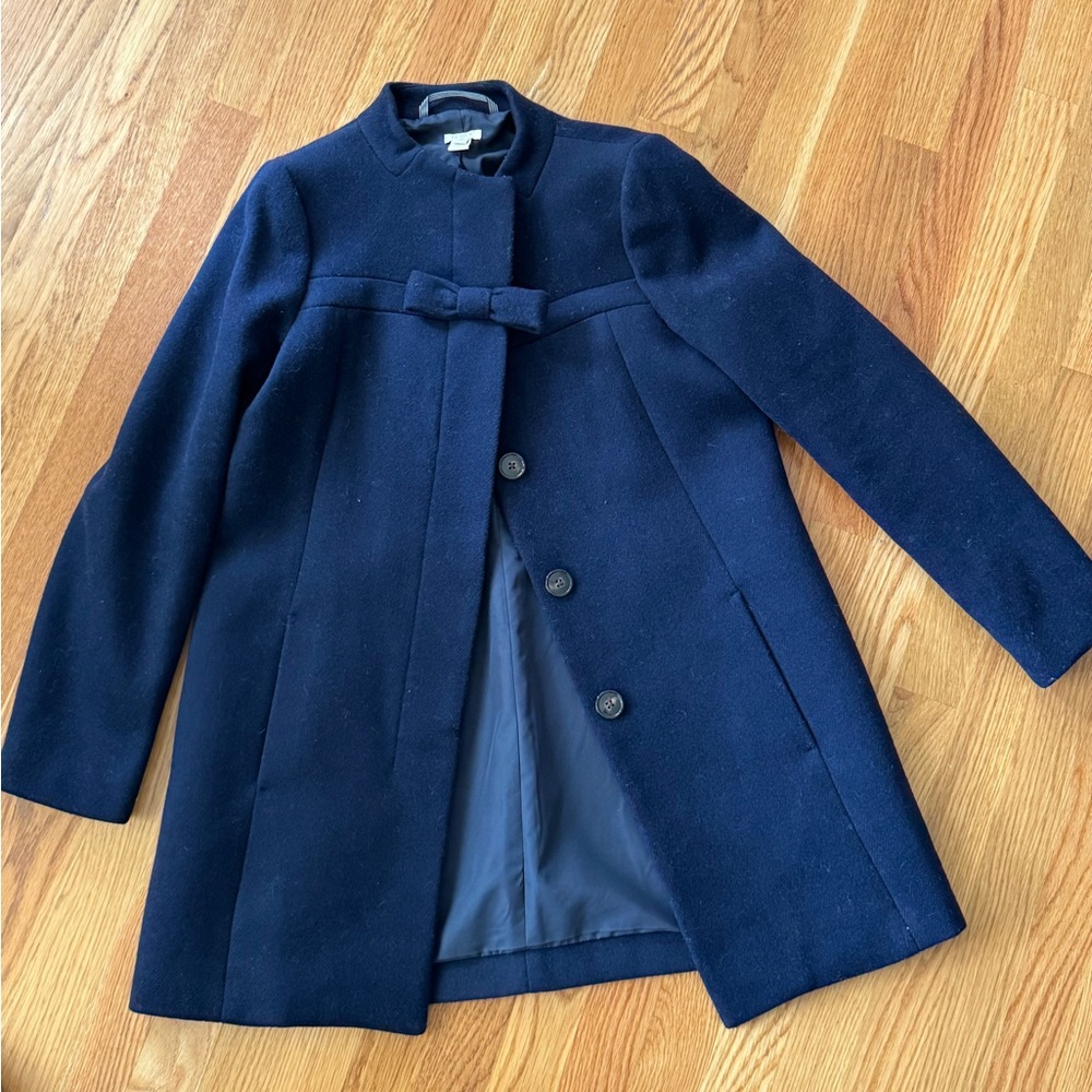 J. Crew Women's Navy Pea Coat with Bow Detail